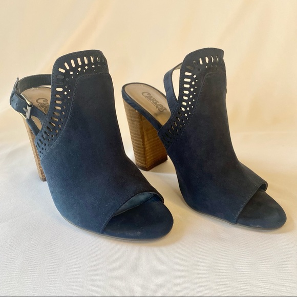Carlos Santana - Navy Suede Chunky Heel Sandal - Sz: 9 - Picture 4 of 10